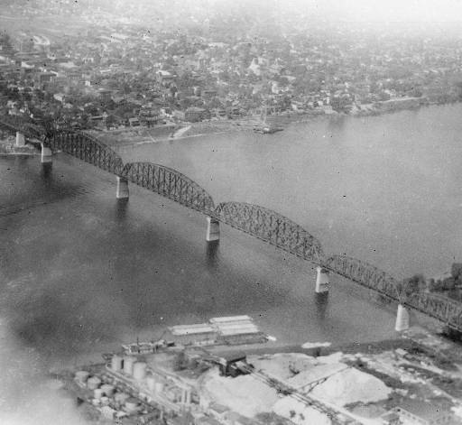 Aerial view of Big Four Bridge in 1929