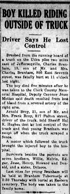 Charles Branham's  (younger brother) Obituary