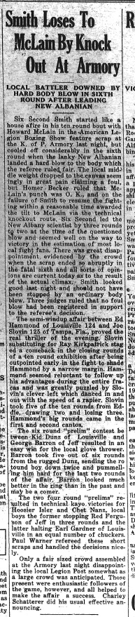 Jeffersonville Evening News.  November 8, 1928 article.
